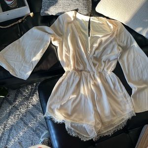 white / cream long sleeve romper